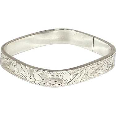 Art Deco Square Sterling Silver Hinged Cuff Brace… - image 1