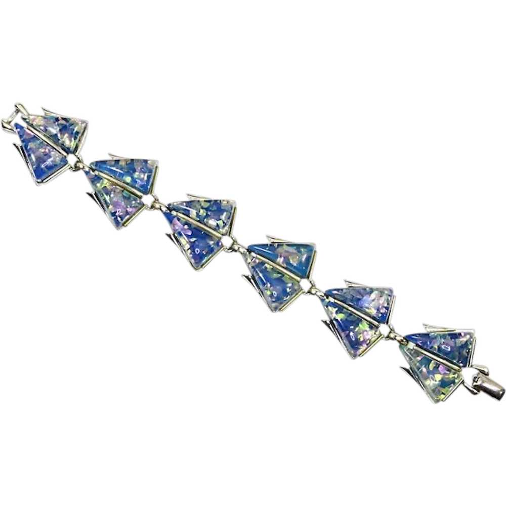 Coro Blue Confetti Lucite Bracelet – Mid-Century … - image 1