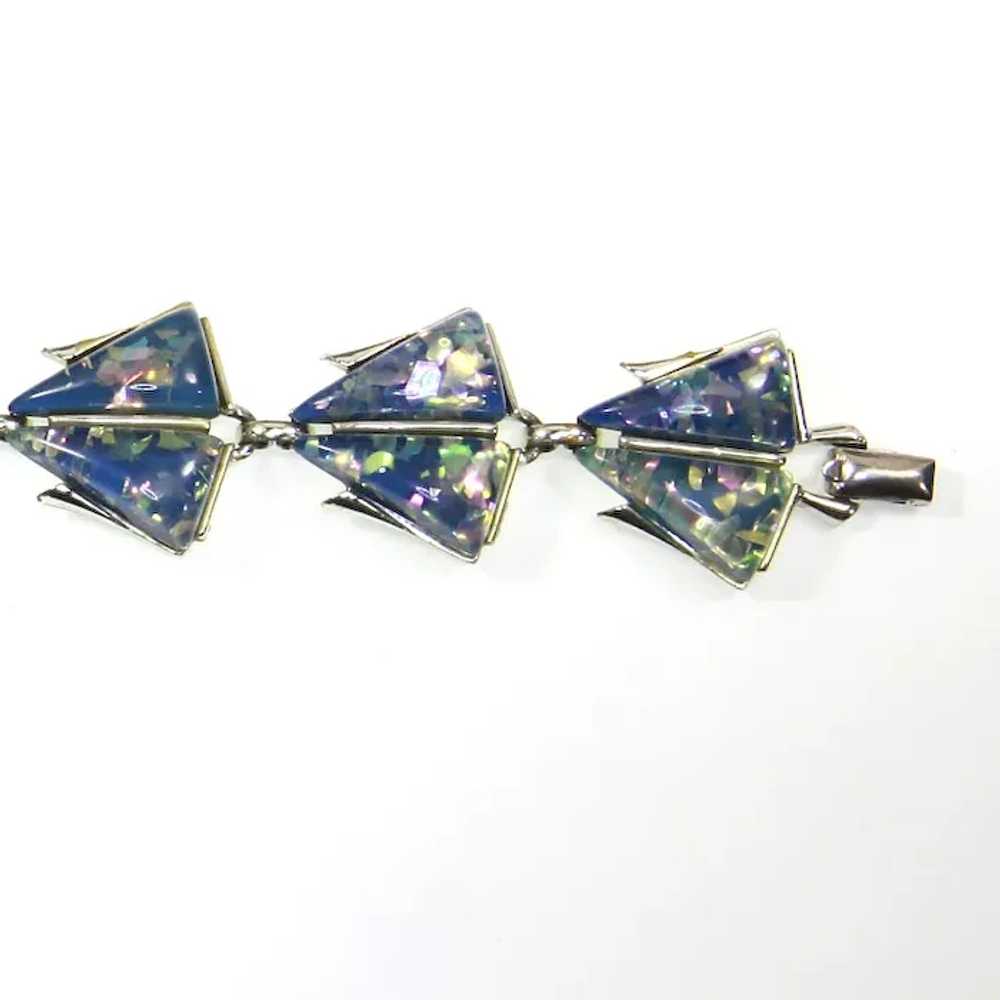 Coro Blue Confetti Lucite Bracelet – Mid-Century … - image 4