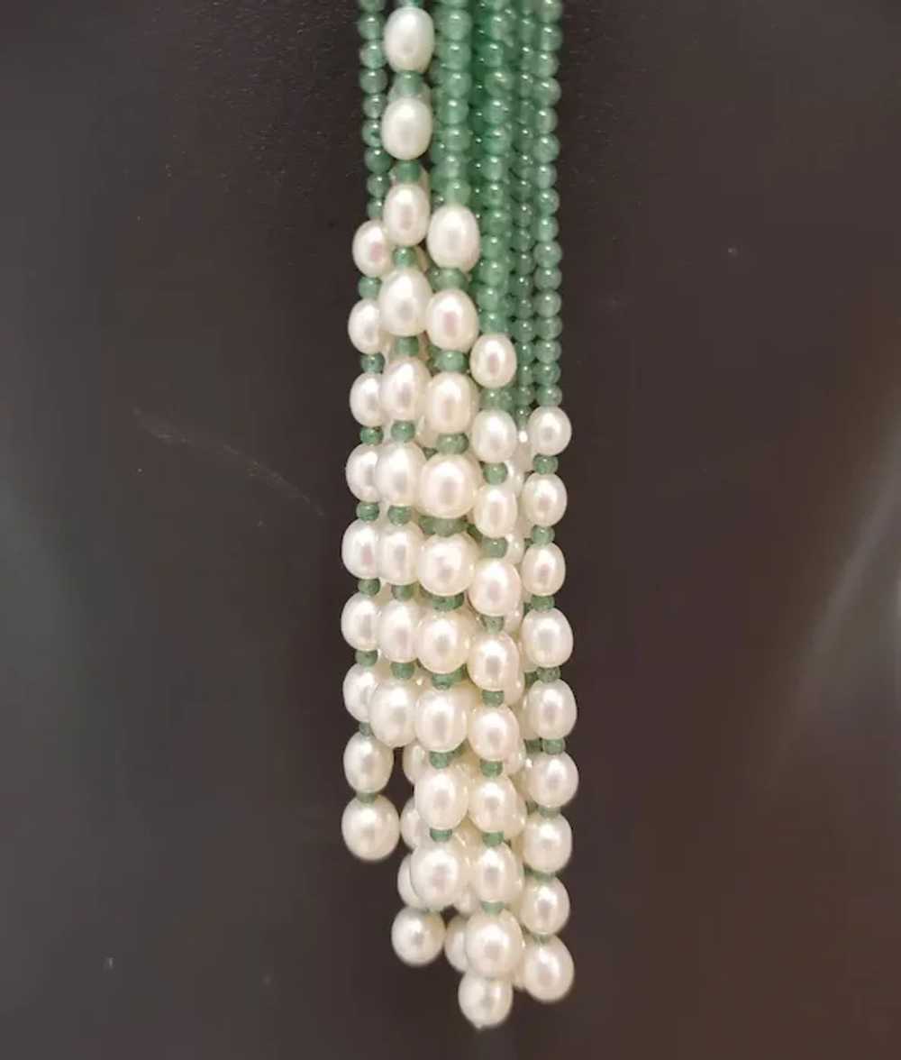 Real Pearl and Faux Jade Necklace Art Deco Flappe… - image 6