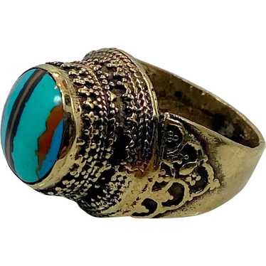 Boho Ring, Art Glass, Middle Eastern, Vintage Rin… - image 1