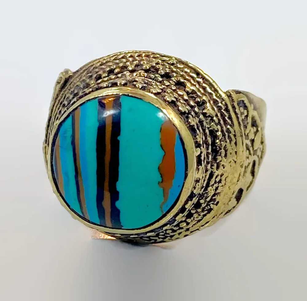 Boho Ring, Art Glass, Middle Eastern, Vintage Rin… - image 2