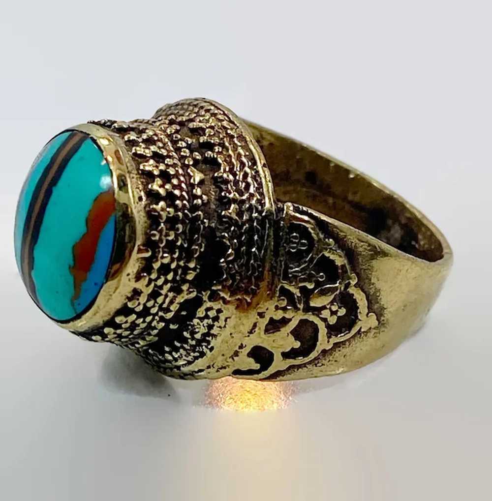 Boho Ring, Art Glass, Middle Eastern, Vintage Rin… - image 4