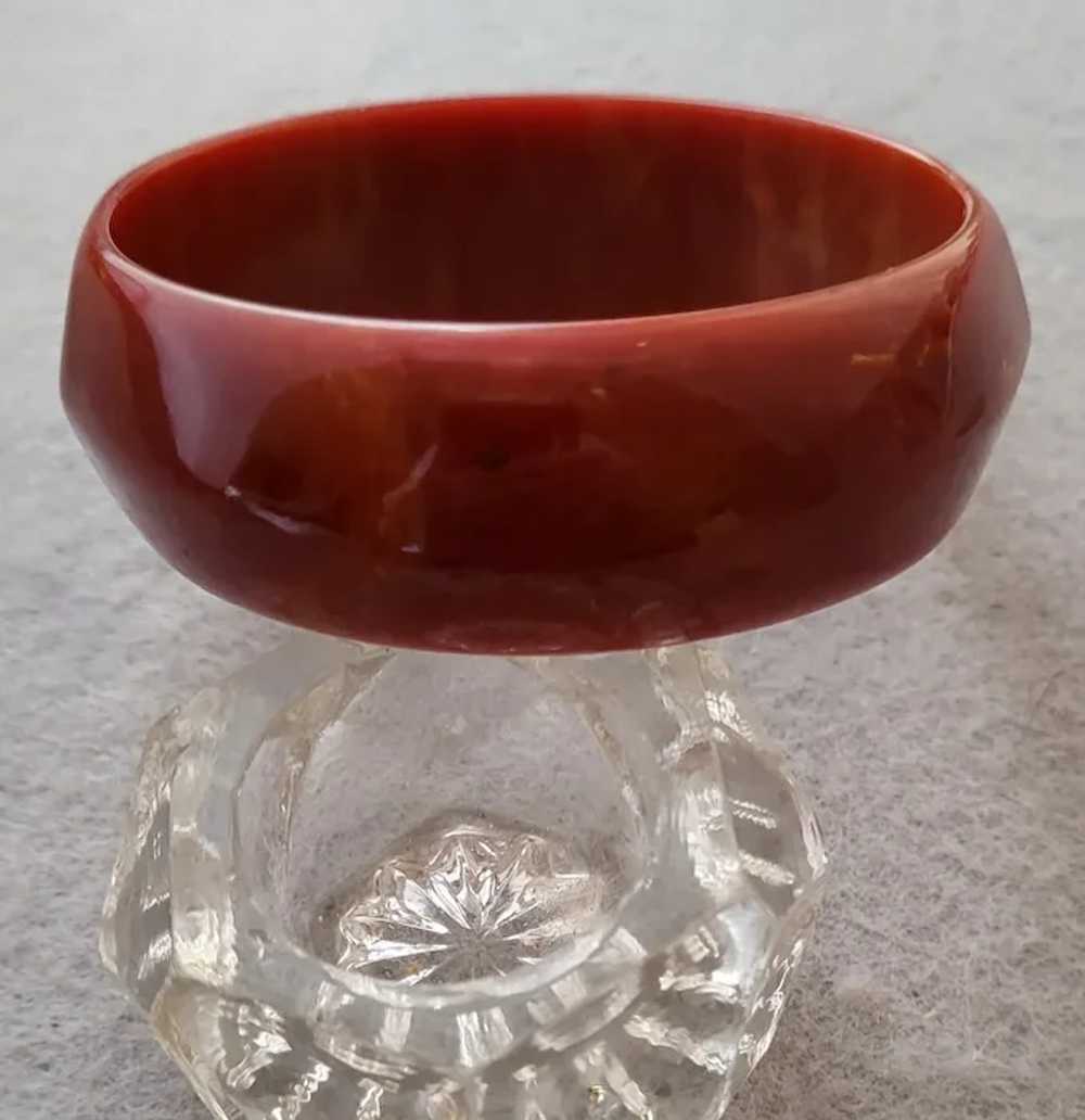 Unique Bakelite Bangle Bracelet Rich Rust Red Ova… - image 2