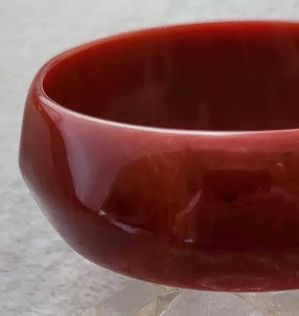 Unique Bakelite Bangle Bracelet Rich Rust Red Ova… - image 3