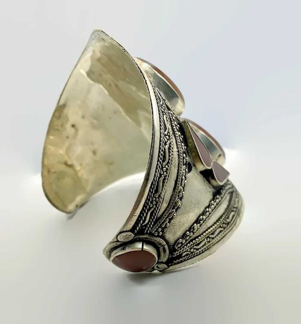Carnelian Cuff, Afghan Bracelet, Silver Cuff, Vin… - image 5