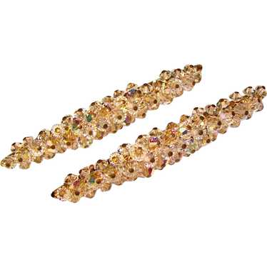 Fabulous Pair of Long Crystal & Aurora Wired Bead… - image 1