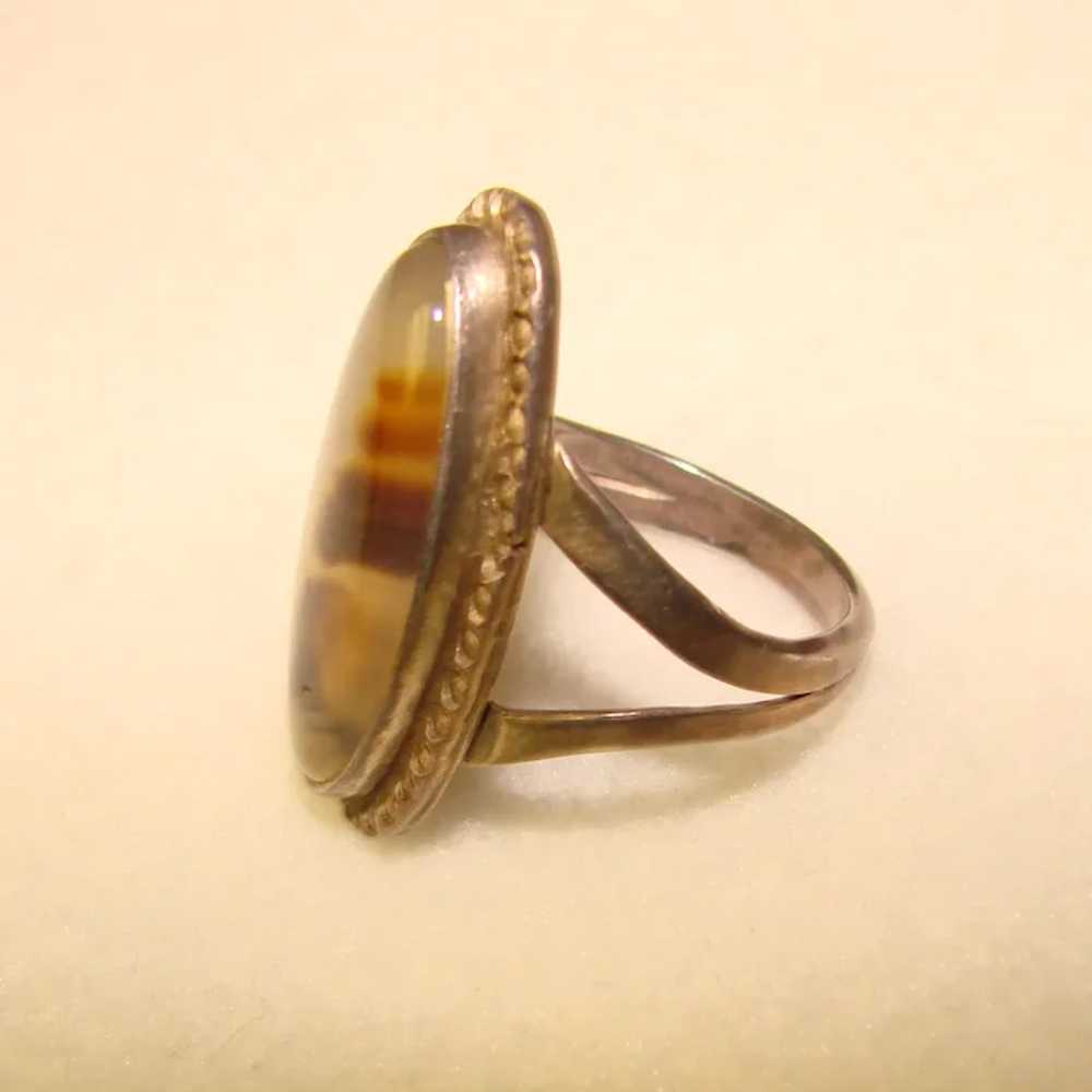 Fabulous STERLING & AGATE Vintage Ring - image 2