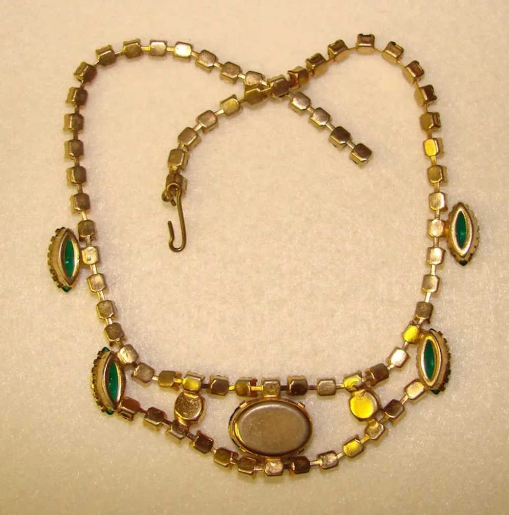 Fabulous GREEN Rhinestone Vintage Necklace - image 2
