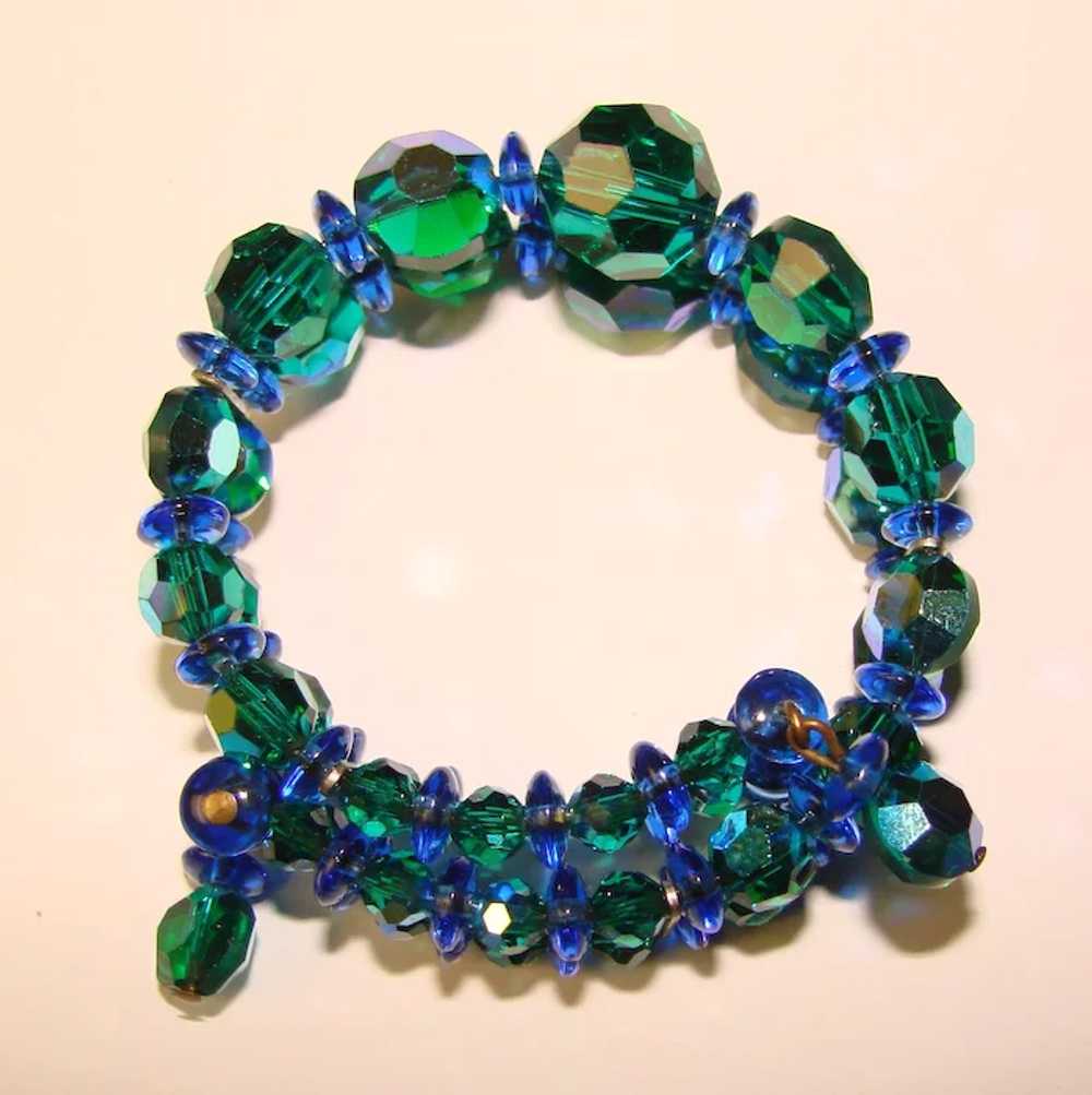 Fabulous GREEN & BLUE Aurora Crystal Double Row B… - image 3