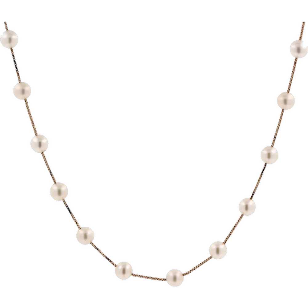 Estate Freshwater Pearl Necklace 14K Yellow Gold … - image 1