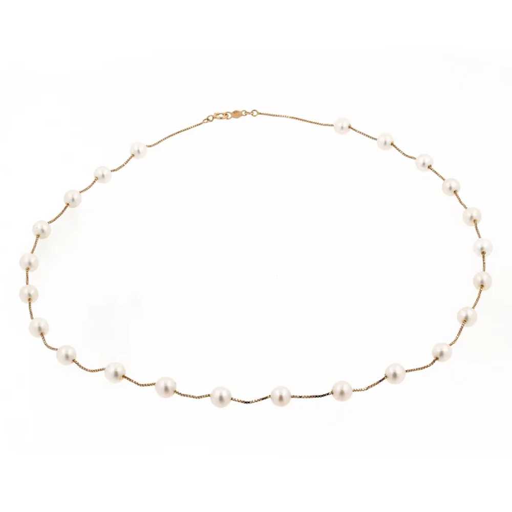 Estate Freshwater Pearl Necklace 14K Yellow Gold … - image 4