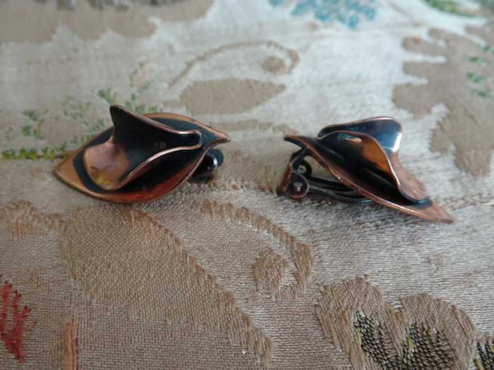 BEAUTIFUL Vintage Copper Earrings,Mid-Century Mod… - image 2