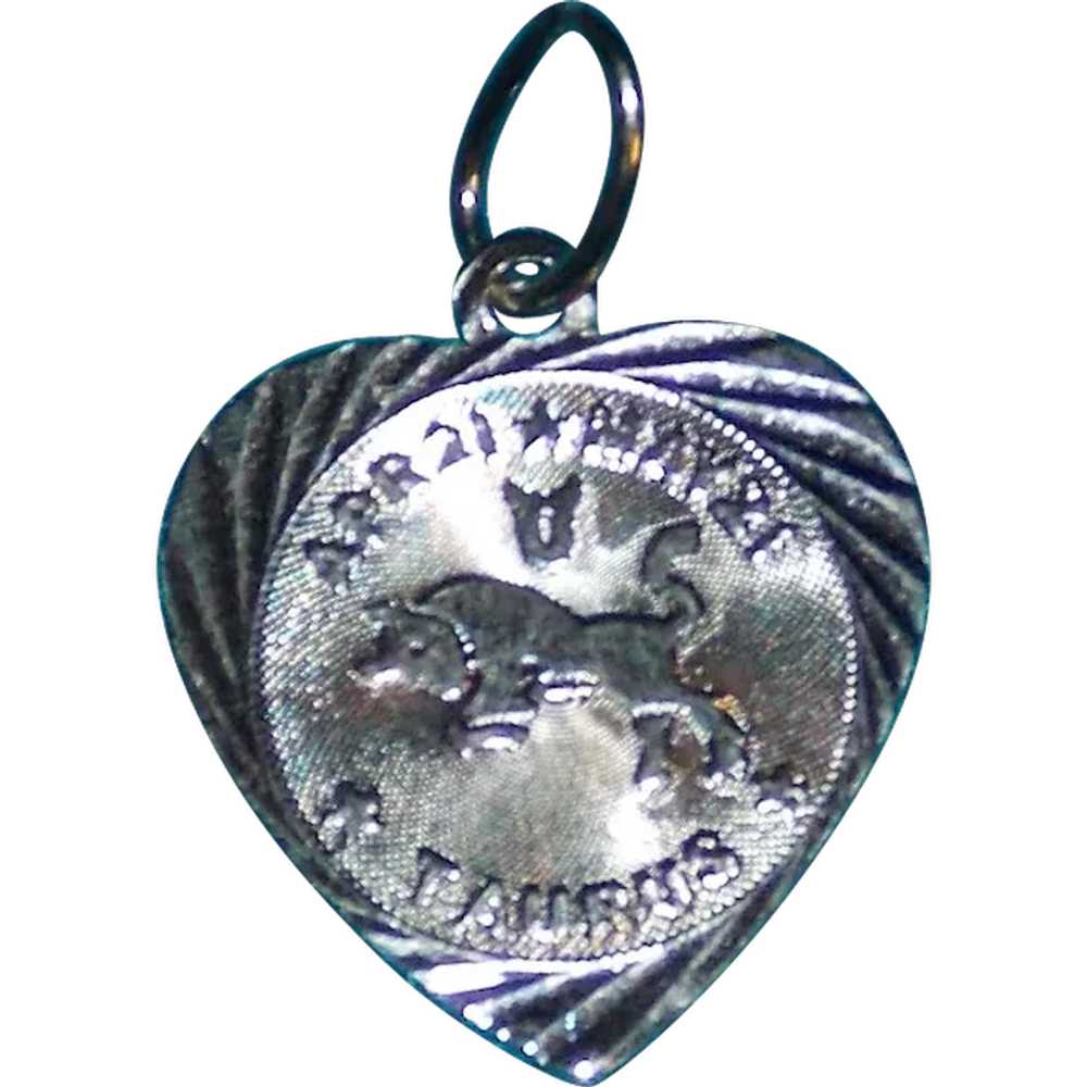 Sterling TAURUS Signed Vintage Estate Charm - image 1