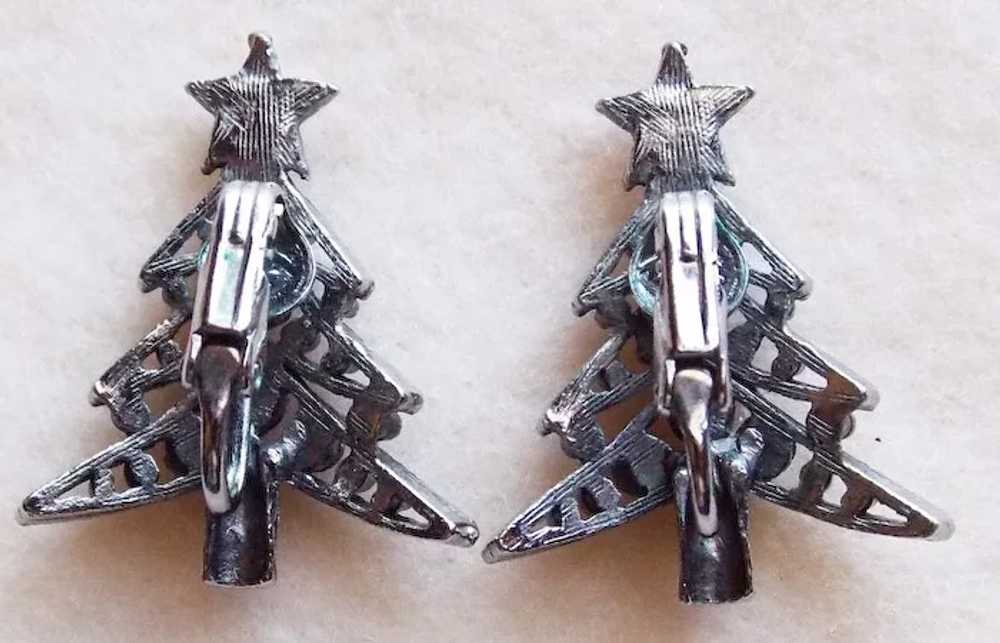 Gorgeous Christmas Tree Rhinestone Vintage Earrin… - image 2