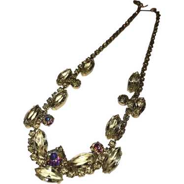Vintage “Dramatic” Yellow Rhinestone Necklace, Mi… - image 1