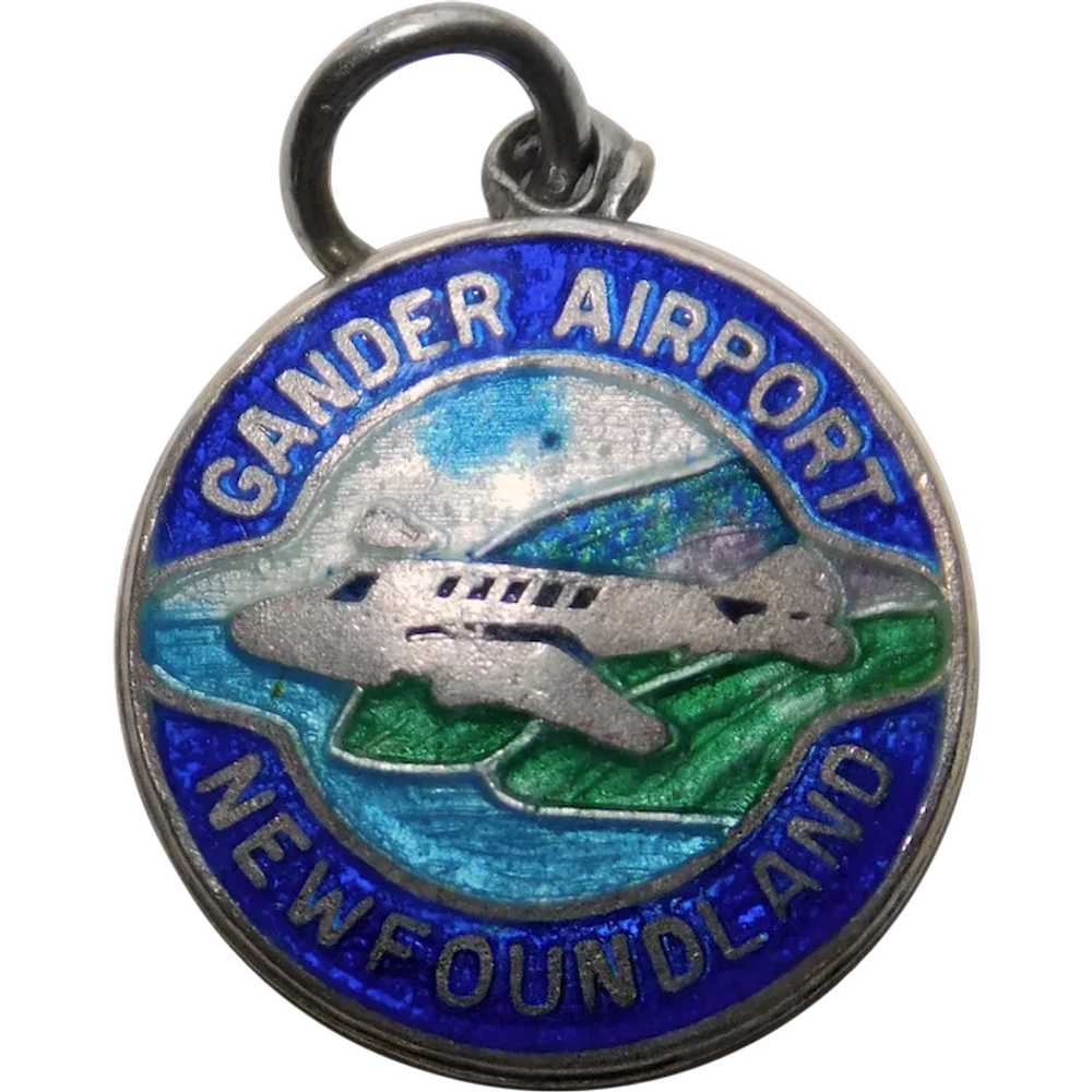 Sterling & Enamel GANDER AIRPORT Charm - Travel S… - image 1