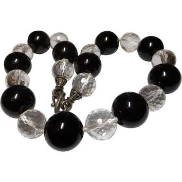 Rock Crystal and Black Onyx Necklace