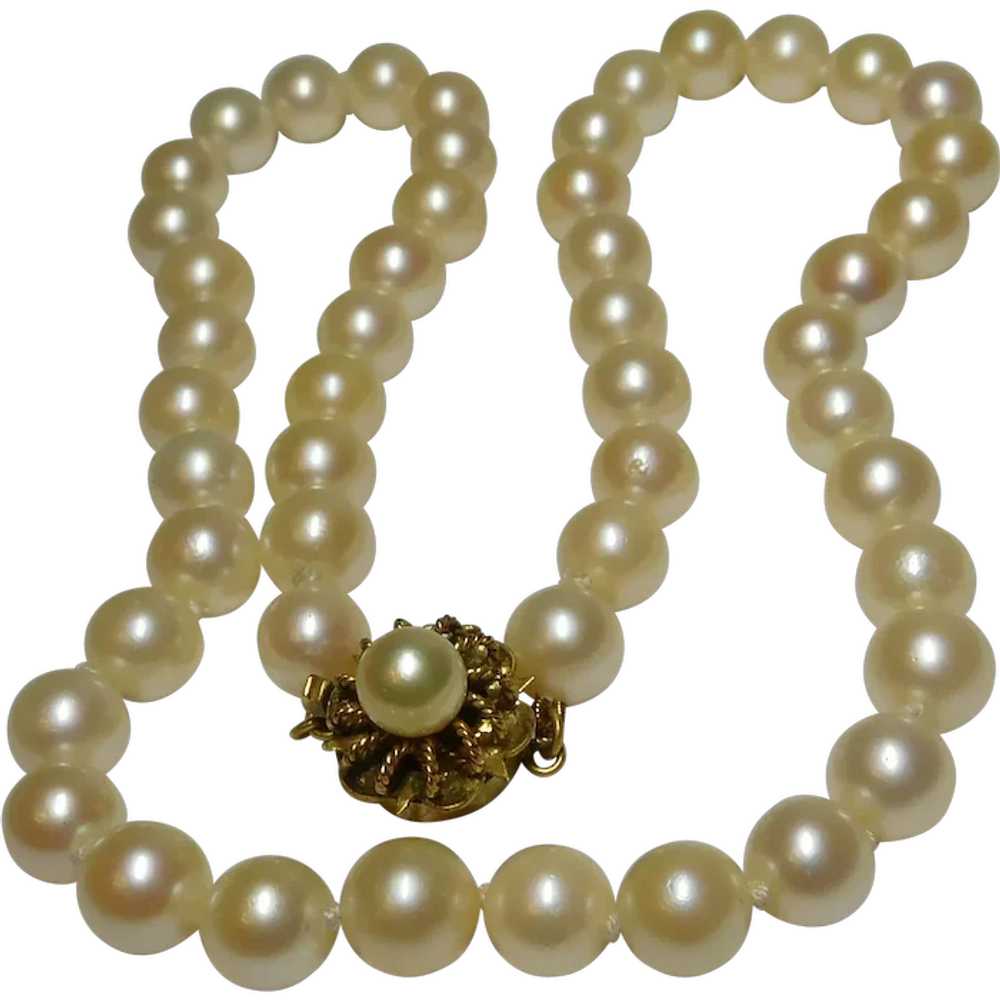 14k Cultured Pearl Strand Necklace - image 1