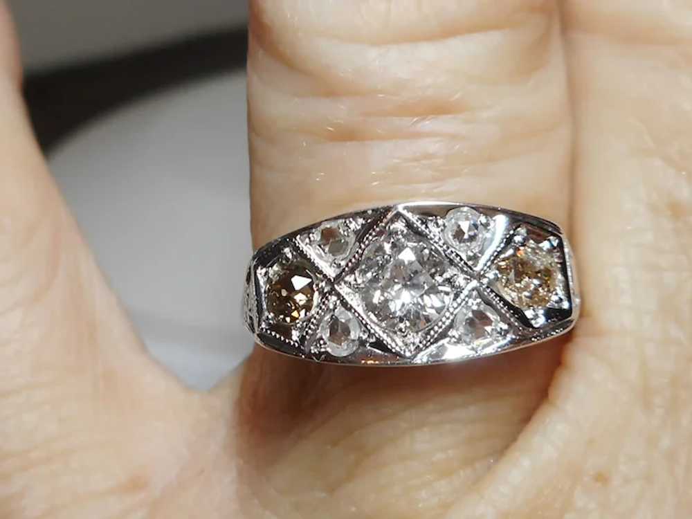 Art Deco 1910-1920's 18k white Diamond Ring Size 6 - image 11