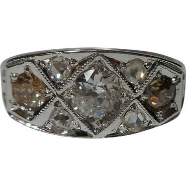 Art Deco 1910-1920's 18k white Diamond Ring Size 6 - image 1