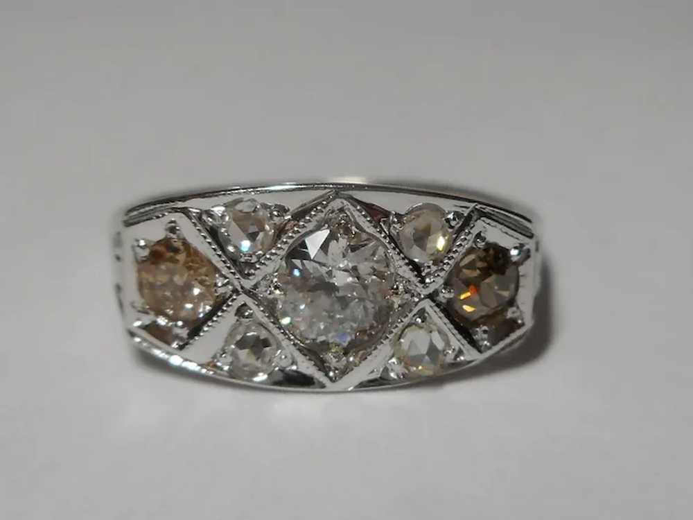 Art Deco 1910-1920's 18k white Diamond Ring Size 6 - image 2