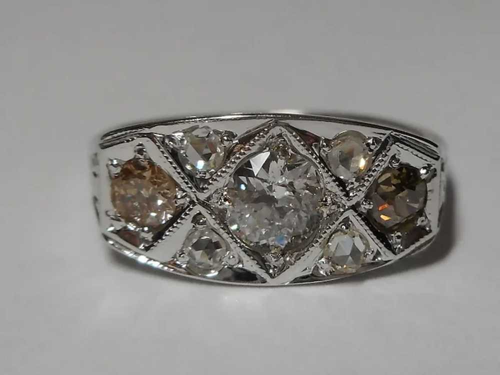 Art Deco 1910-1920's 18k white Diamond Ring Size 6 - image 3