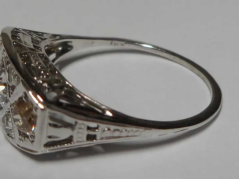 Art Deco 1910-1920's 18k white Diamond Ring Size 6 - image 4