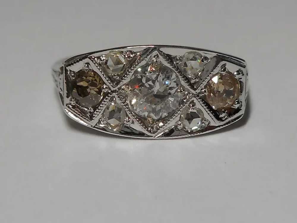 Art Deco 1910-1920's 18k white Diamond Ring Size 6 - image 7