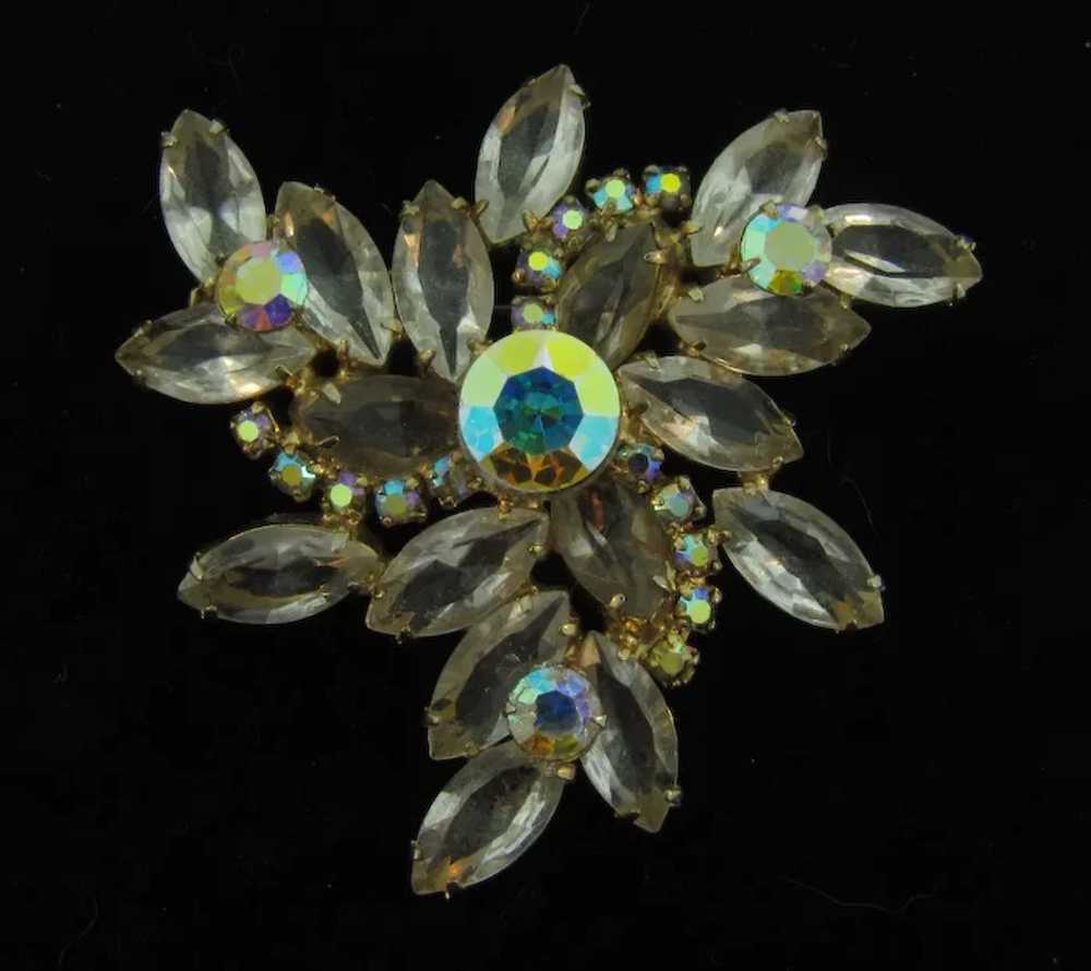 Vintage abstract 1960's Brooch with clear and AB … - image 2
