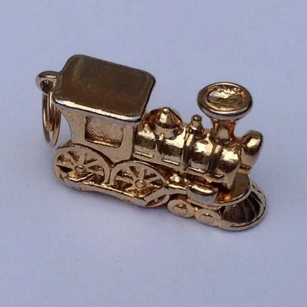 Vintage Gold Tone Steam Locomotive Charm - image 2