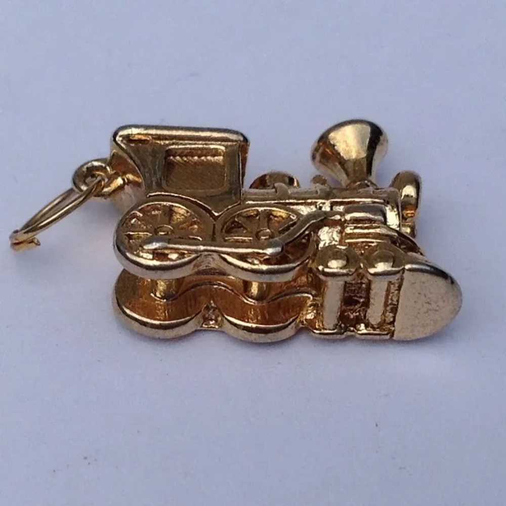 Vintage Gold Tone Steam Locomotive Charm - image 3