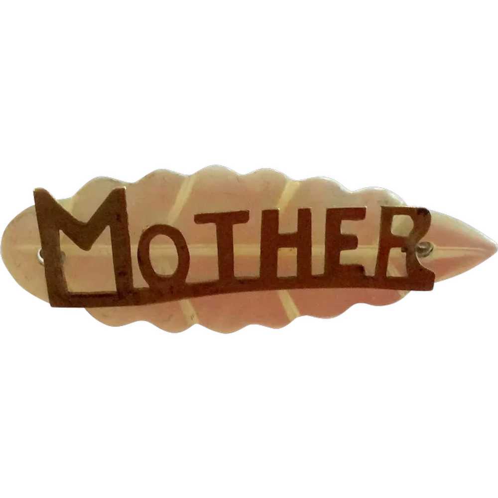 Mother Of Pearl Gold Filled Mother Name Brooch - image 1