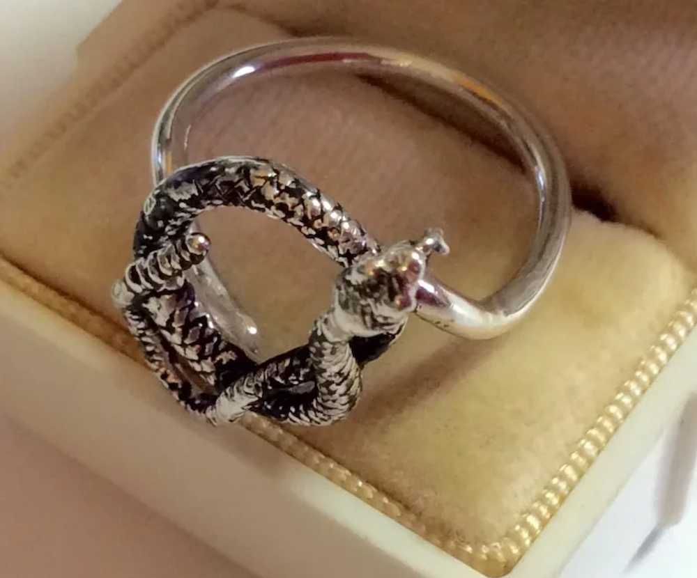 Vintage Upcycled Sterling Silver Rattlesnake Ring - image 4