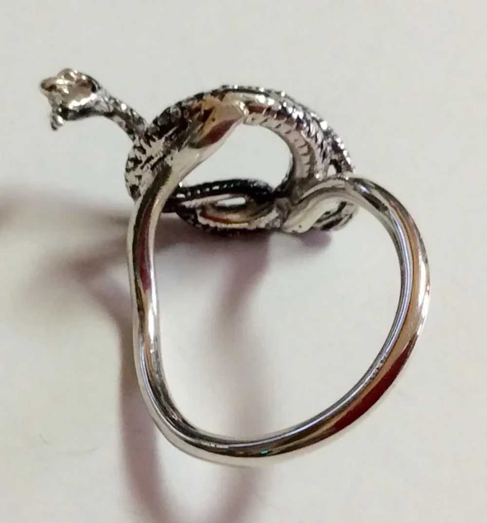 Vintage Upcycled Sterling Silver Rattlesnake Ring - image 5