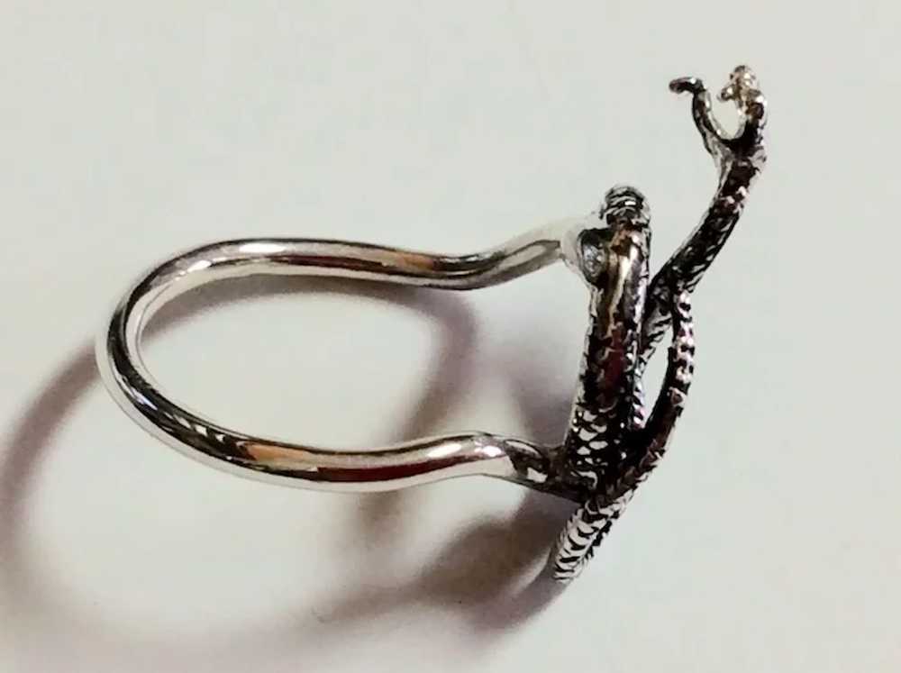 Vintage Upcycled Sterling Silver Rattlesnake Ring - image 6