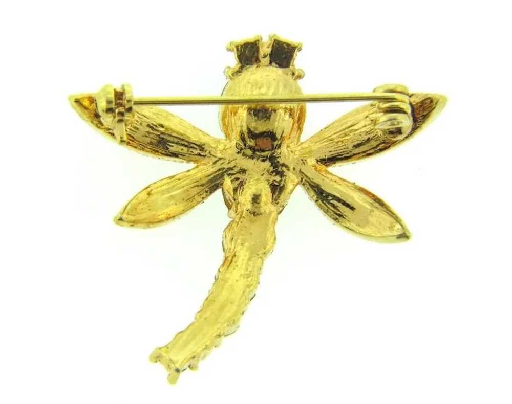 Vintage figural dragonfly Brooch with rhinestones - image 2