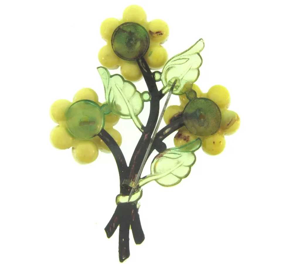 Vintage early celluloid floral spray Brooch - image 2