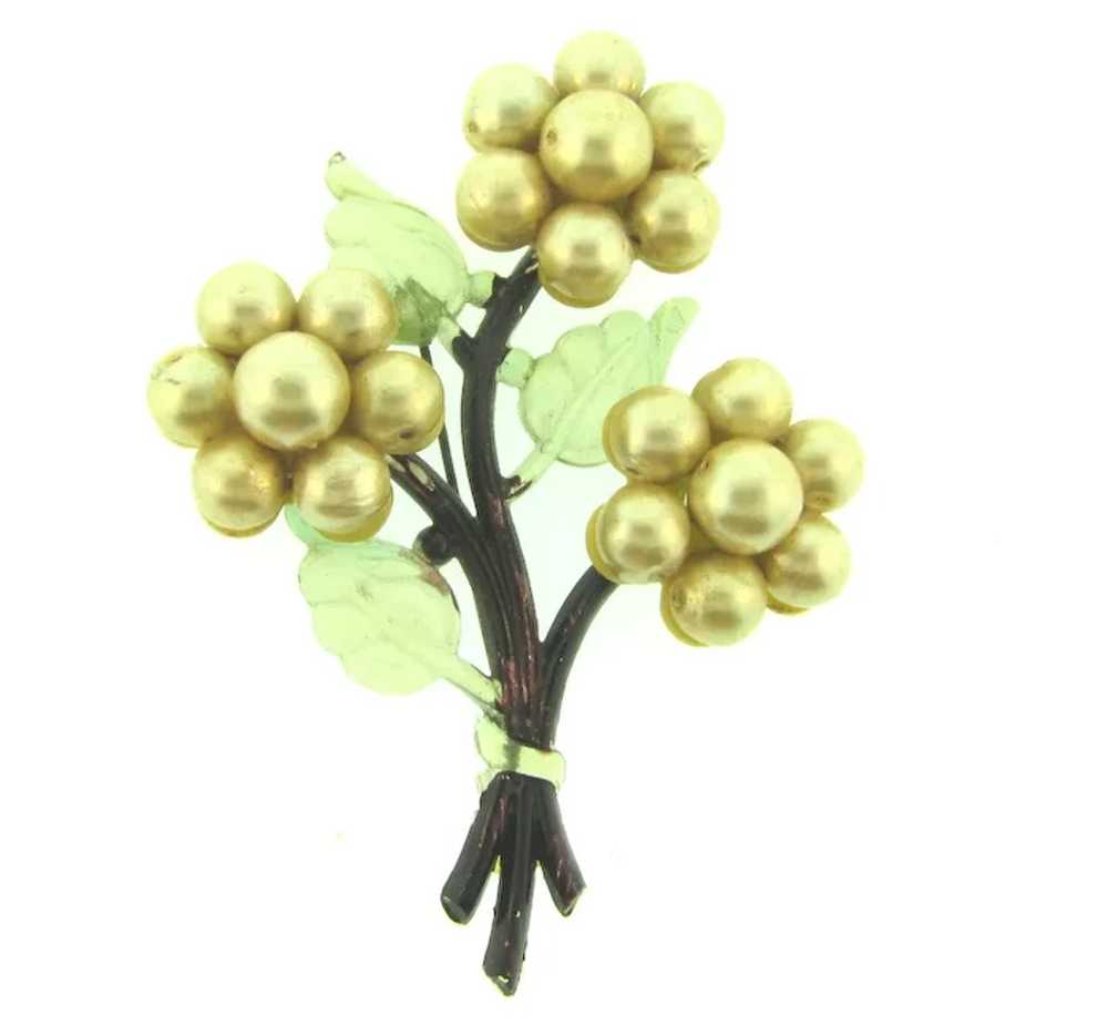 Vintage early celluloid floral spray Brooch - image 4