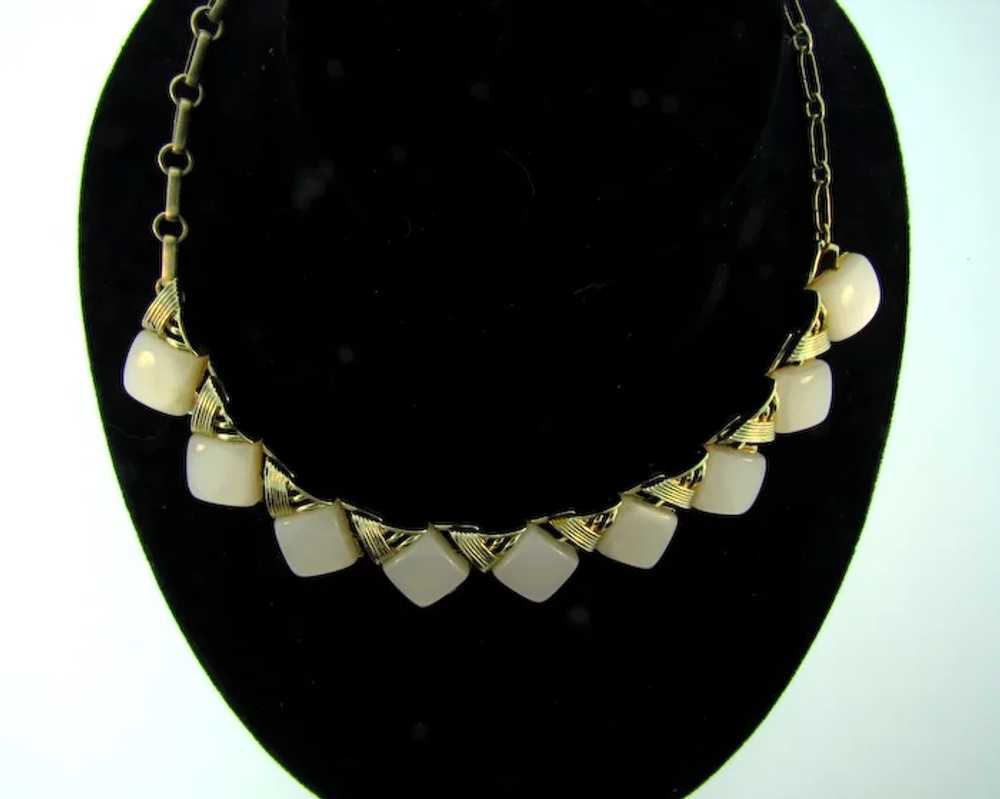Signed Coro choker Necklace with white thermoset … - image 4
