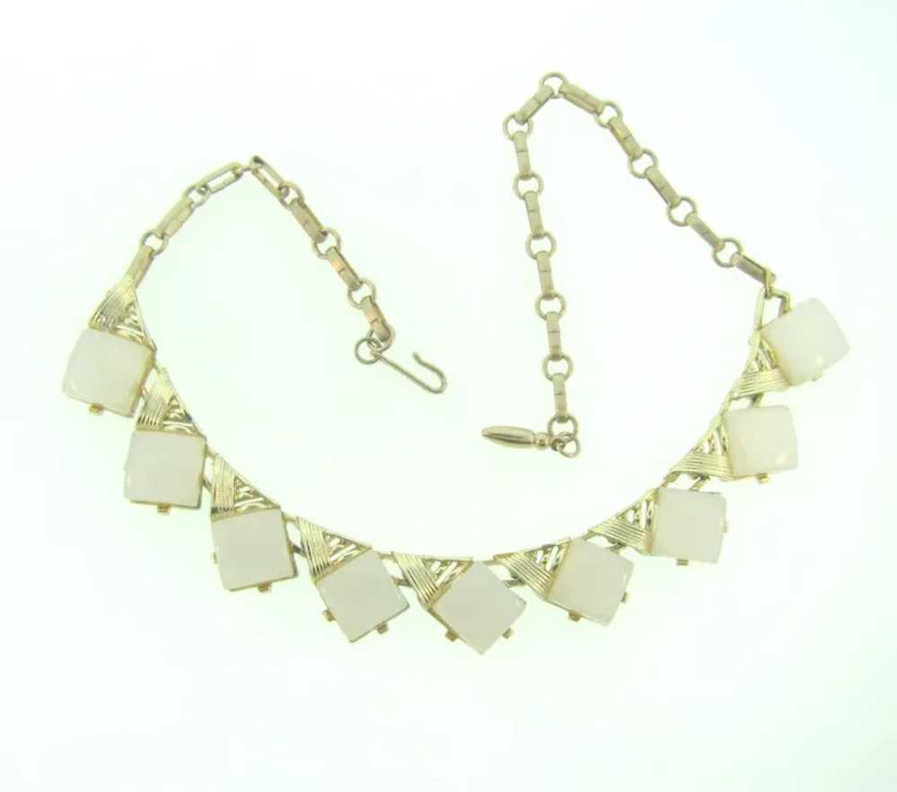 Signed Coro choker Necklace with white thermoset … - image 5