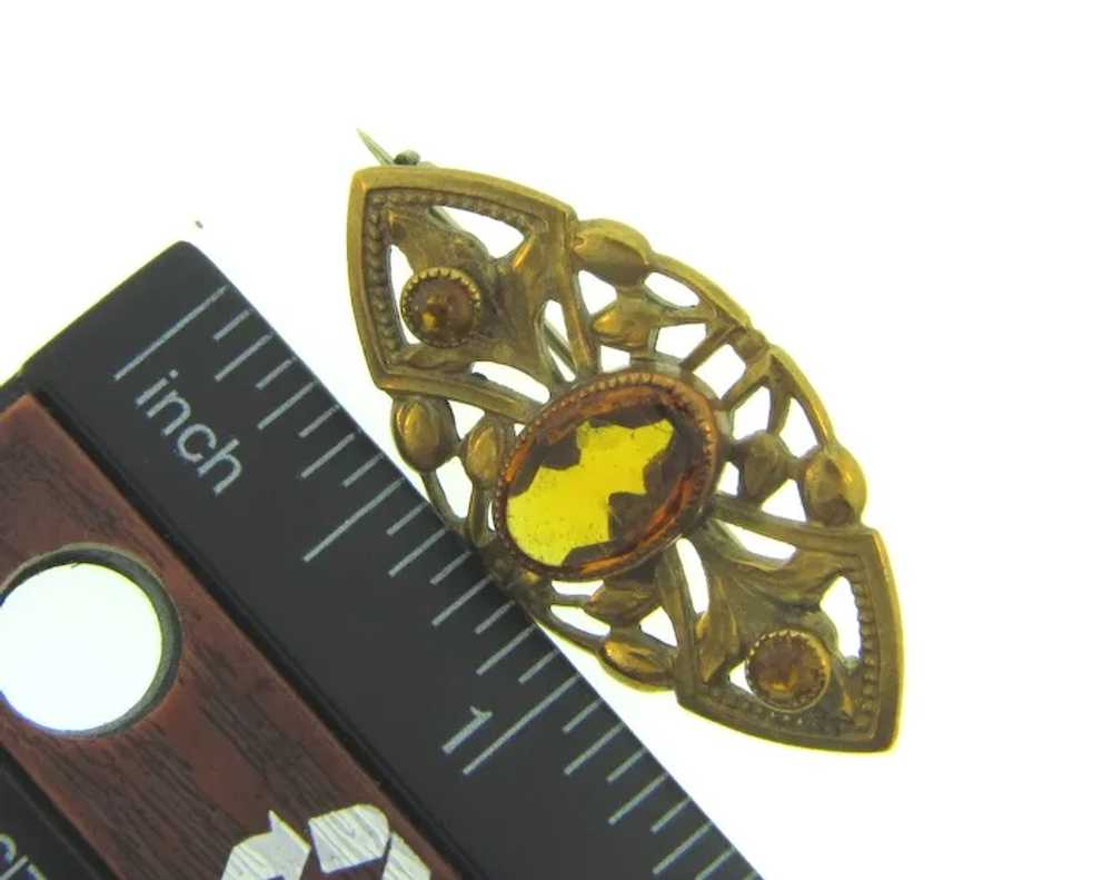 Vintage gold tone Scatter Pin with amber rhinesto… - image 3