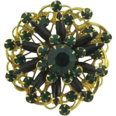 Vintage pinwheel layered Brooch with emerald green