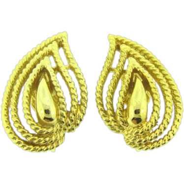 Signed Trifari TM gold tone clip-on Earrings