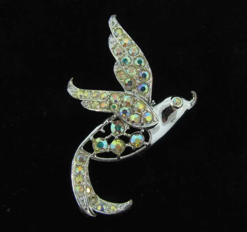 Signed Sarah Cov Bird of Paradise Brooch with AB … - image 3