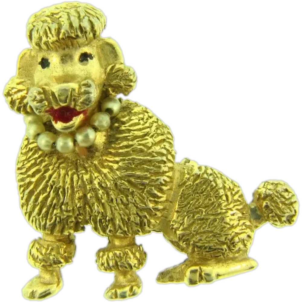 Vintage gold tone figural poodle dog Scatter Pin - image 1