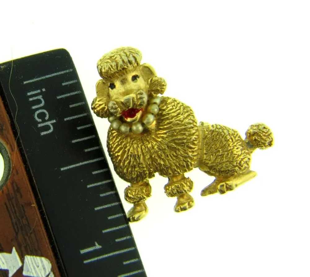 Vintage gold tone figural poodle dog Scatter Pin - image 3