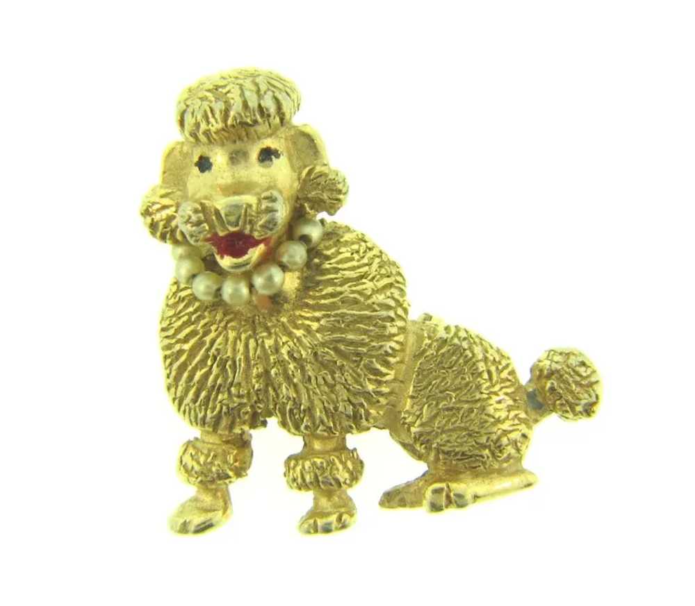 Vintage gold tone figural poodle dog Scatter Pin - image 4