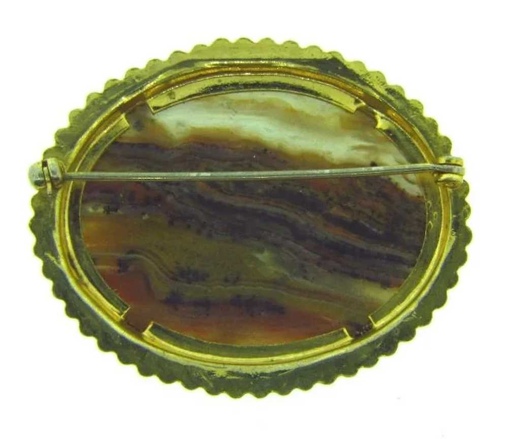 Vintage large oval banded agate Brooch - image 2