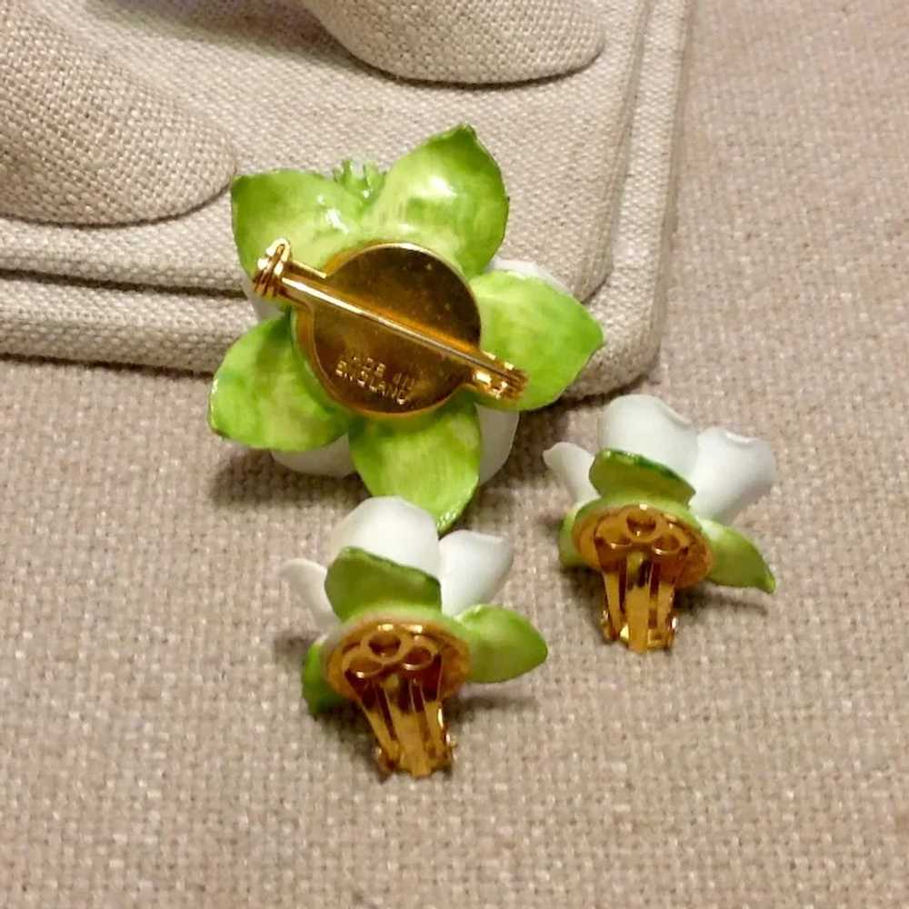 English Bone China Floral Brooch & Earrings - image 7